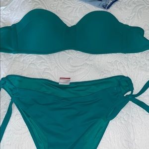 aqua strapless bikini set